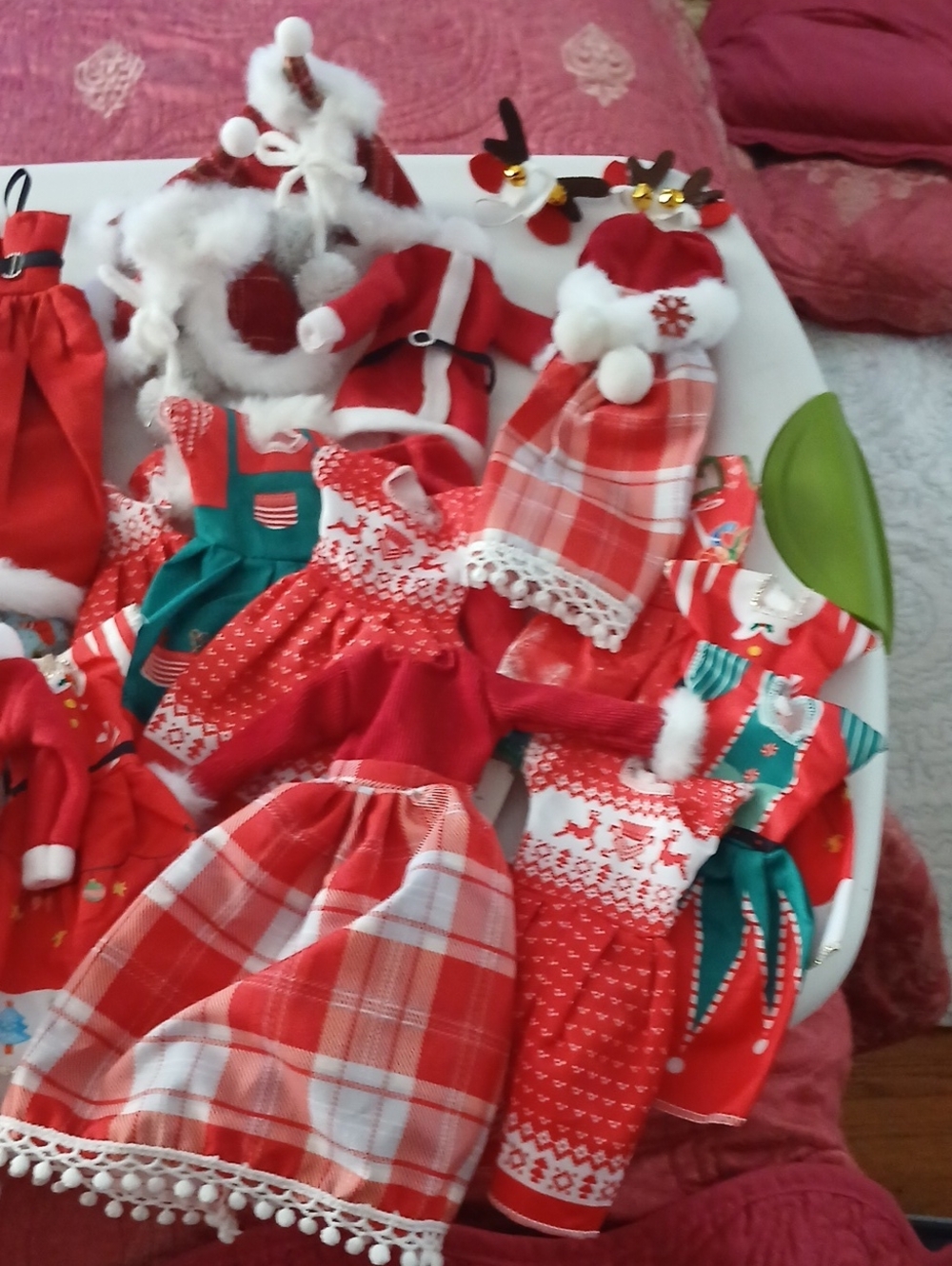 Kids Holiday Dress & Accessories Set - Red Plaid and Festive Prints